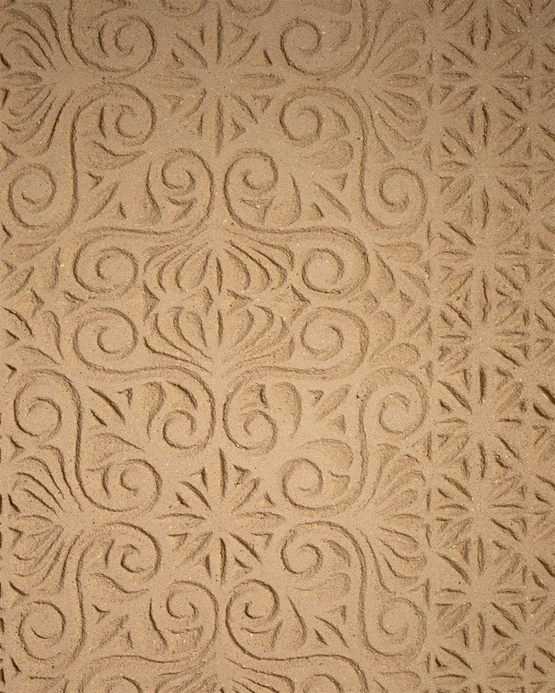 Clayworks hand carved demi rustic custom brown clay plaster sample swatch