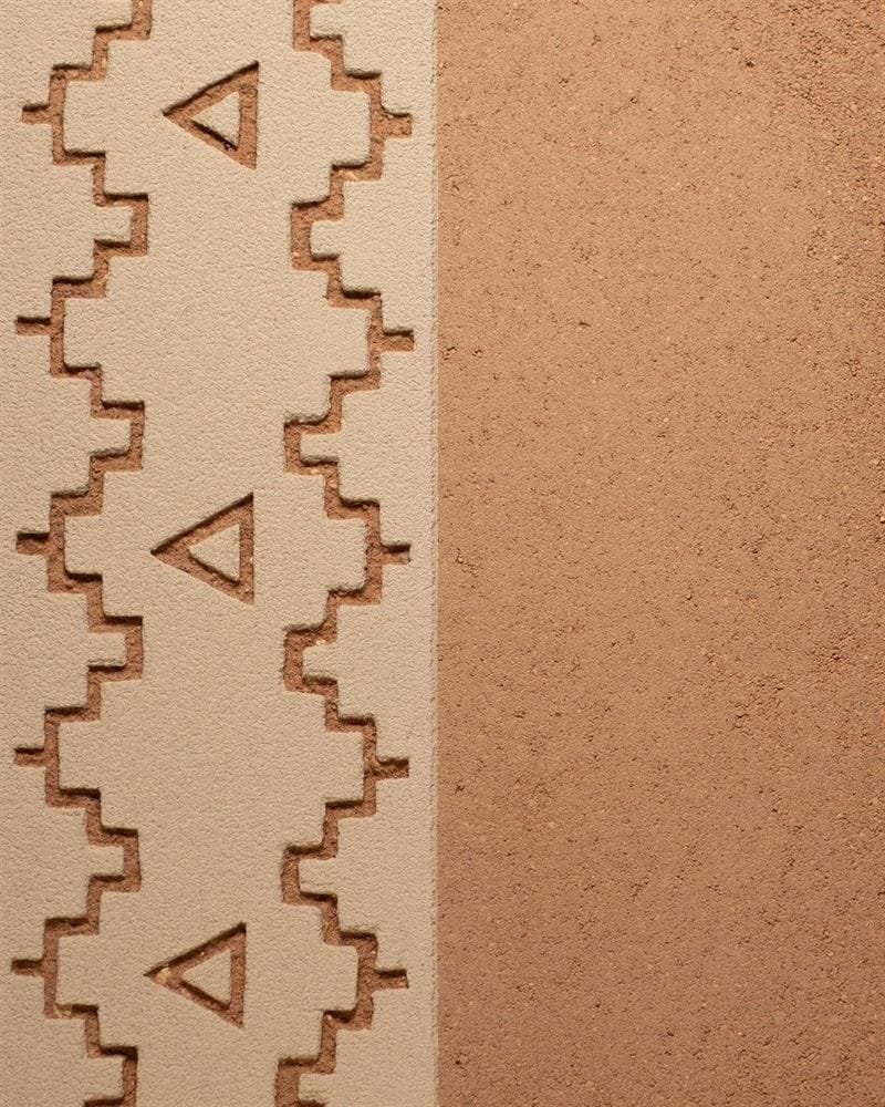 Clayworks hand carved smooth whi 07 on demi rustic nud 01 clay plaster sample swatch