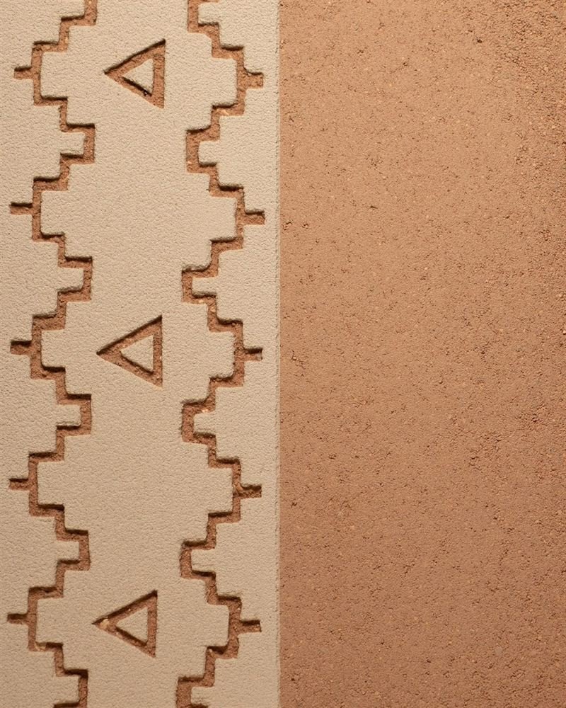 Clayworks hand carved smooth whi 07 on demi rustic nud 01 clay plaster sample swatch