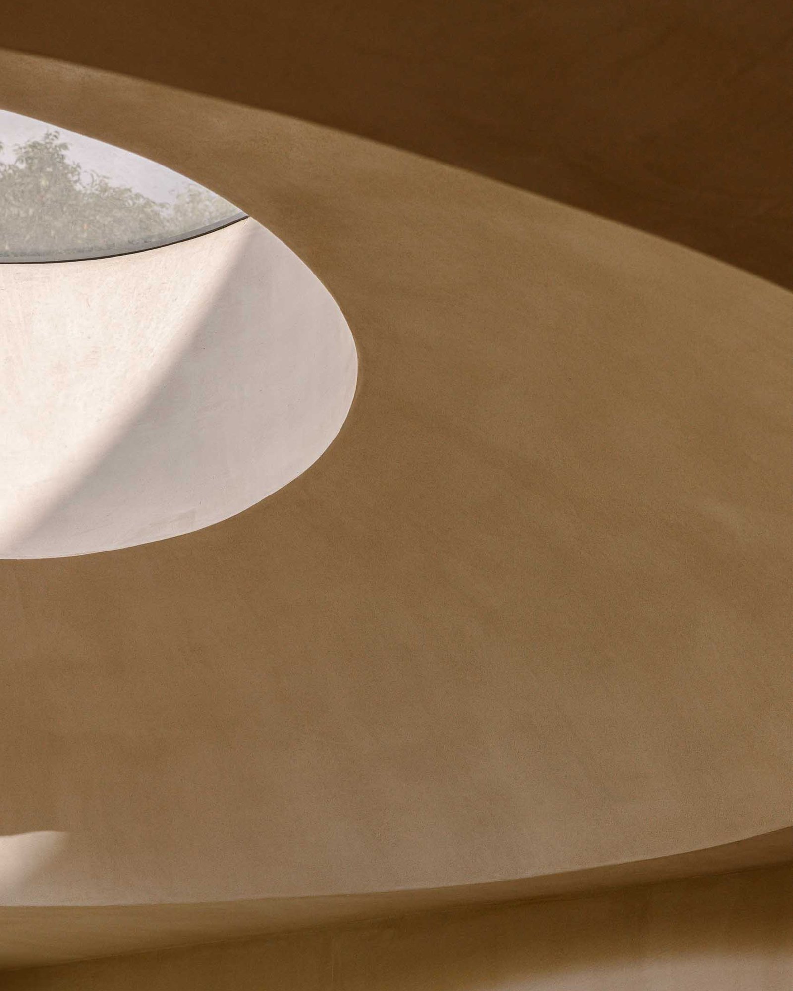 Smooth clay plaster wall at Dome House, London.