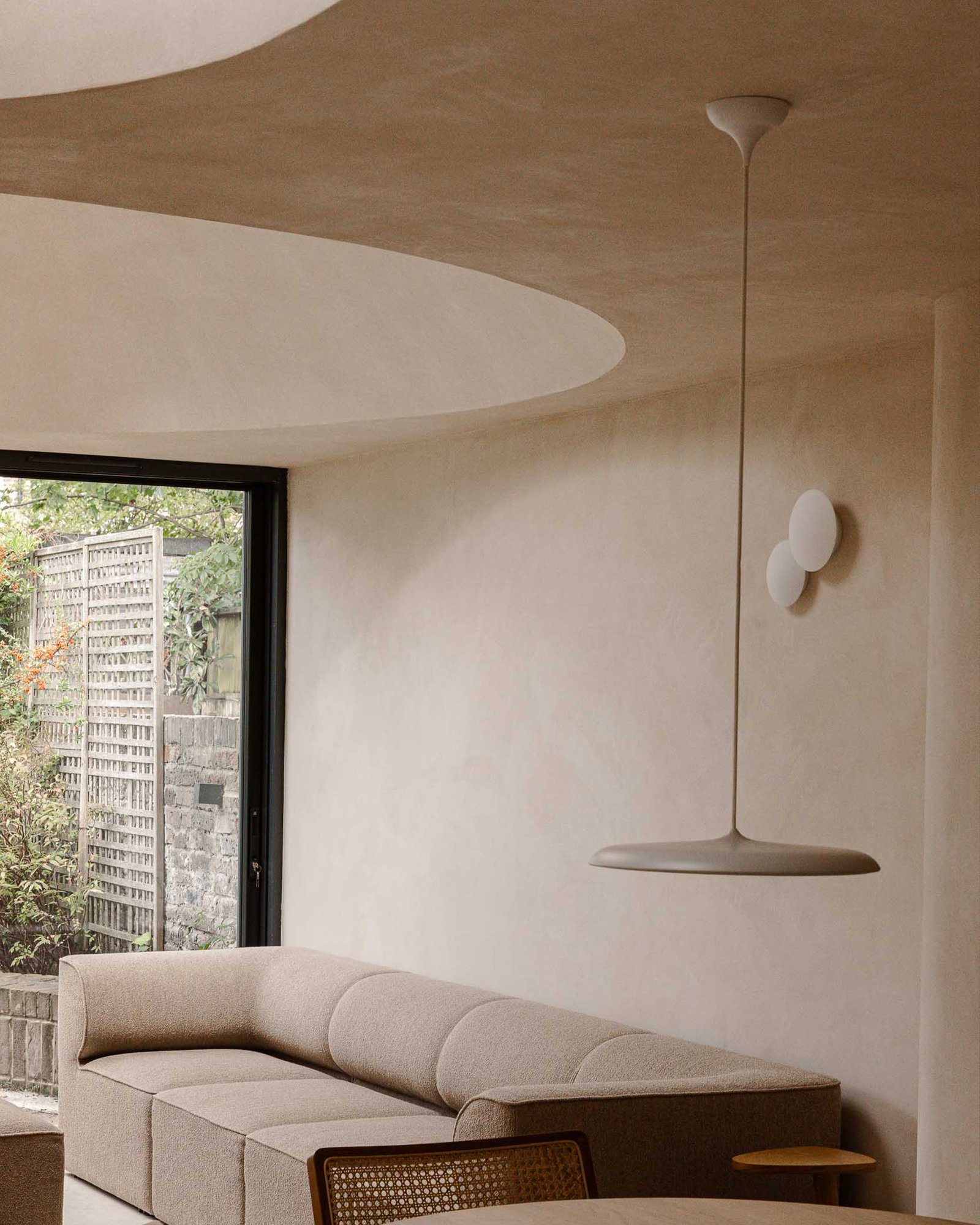 Smooth clay plaster detail at Dome House, London.