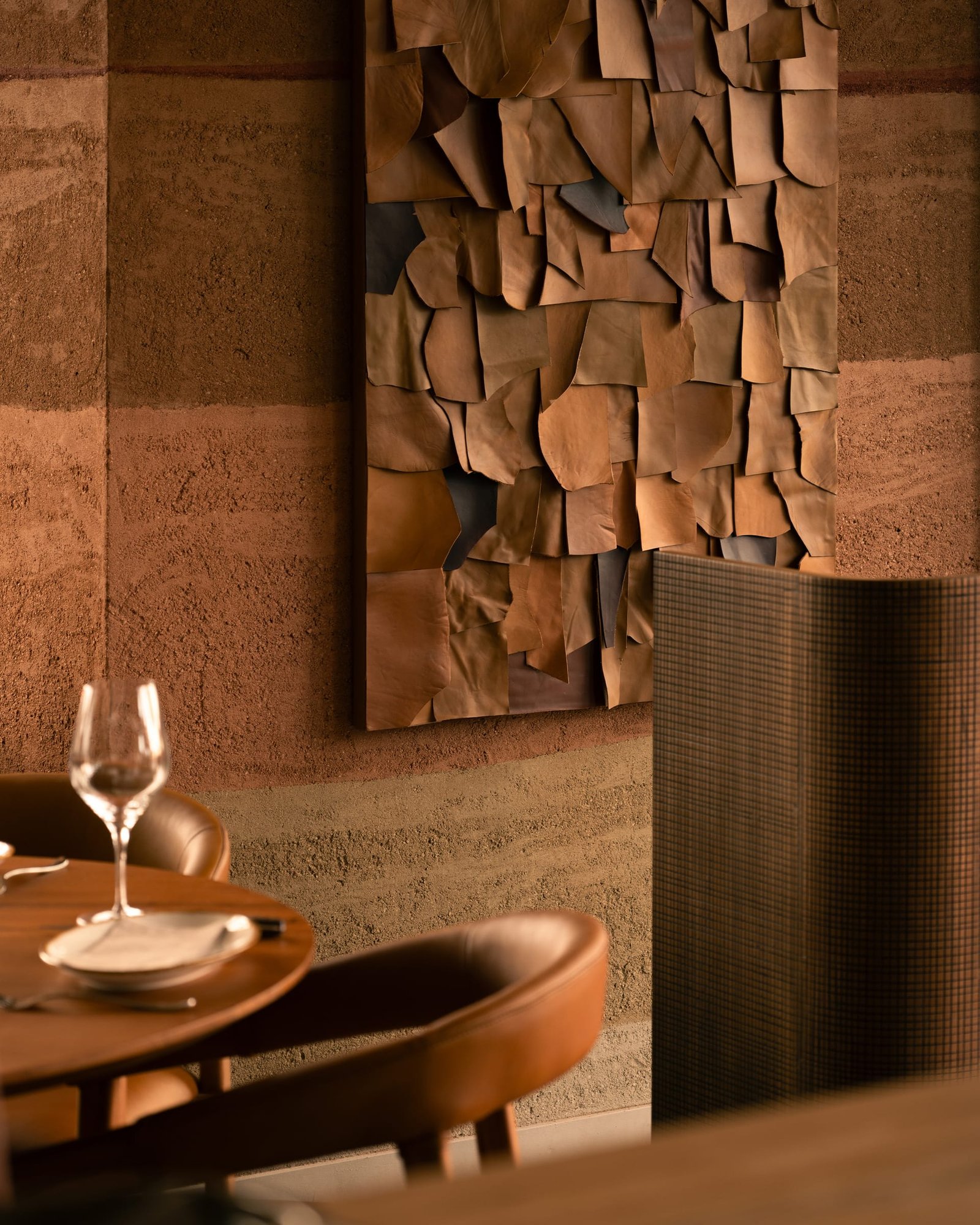 Custom Rammed Earth Finish clay plaster at Fireplace by Bedrock, Singapore