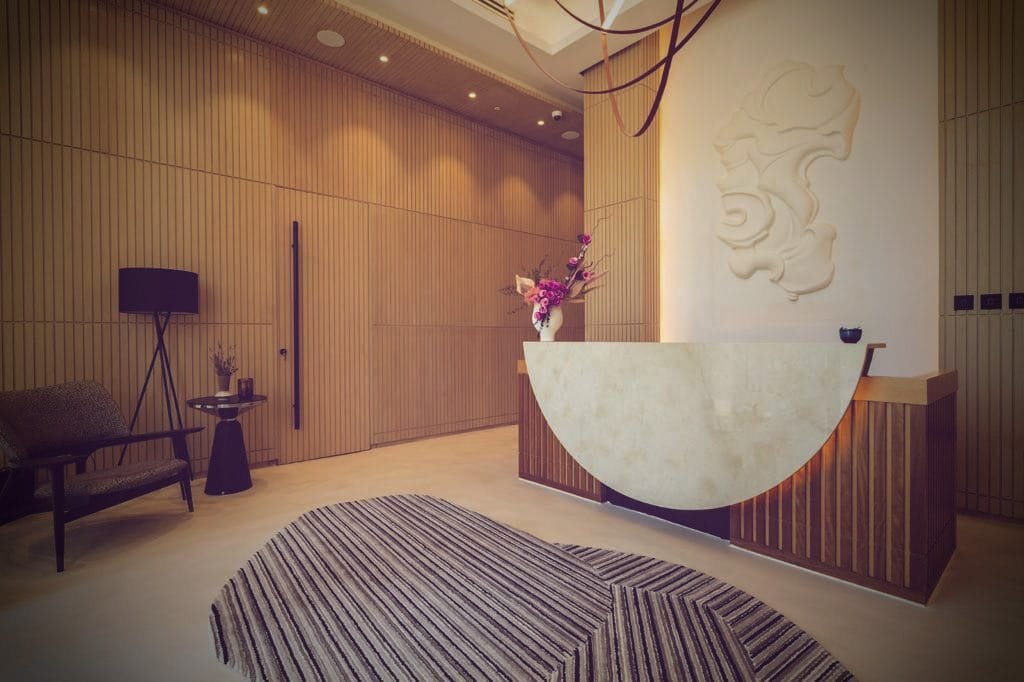 Seamless cream Microdur Plus microcement floor at Katara Hills reception, Doha